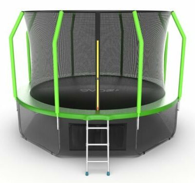 Картинка 47 - EVO JUMP Cosmo 12ft (Green) + Lower net. Батут с внутренней сеткой и лестницей, диаметр 12ft (зеленый) + нижняя сеть.