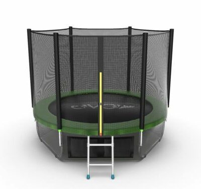 Картинка 77 - EVO JUMP External 10ft (Green) + Lower net. Батут с внешней сеткой и лестницей, диаметр 10ft (зеленый/синий) + нижняя сеть.